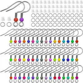 Earring Hooks for Jewelry Making Earring Making Kit Fish Hook Ear Wires French Wire Hooks with Jump Rings and Clear Rubber Earring Backs for DIY Jewelry Making 250 Pcs