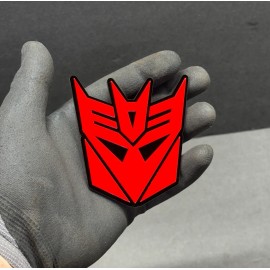UsaStandard 2x Decepticon Transformer Mask Car Fender Badge Acrylic Emblem Red / Black Decal