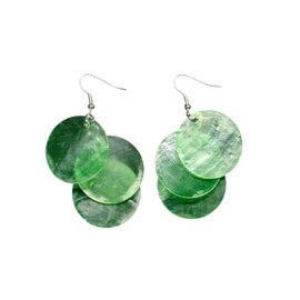 Miniblings Mother of Pearl Earrings Shell Mother of Pearl Discs Hippie Boho Green – Handmade Fashion Jewellery I Earrings Silver Plated, Cotton
