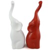 AEVVV Red White Elephant Figurines with Trunk Up 10 in
