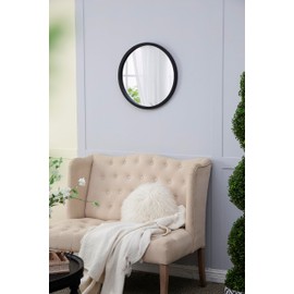 TREATLIFE HOME Sleek and Stylish 20" Circular Wall Mirror with Wooden Frame, Living Room, Dining Room, Foyer, or Office