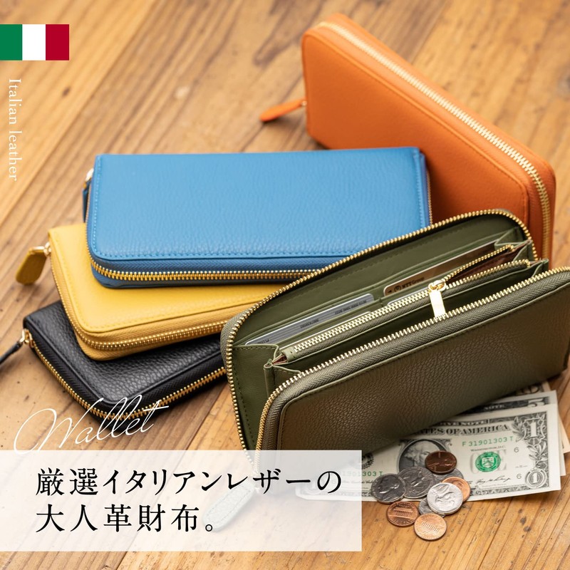 Mura Long Wallet, Italian Leather, Shrink Leather, Women's, Genuine Leather,