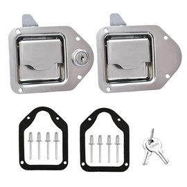Truck Tool Box Latch Replacement- 304 Stainless Truck Toolbox Lock kit 4-3/8”x 3-1/4” with Washer for Truck, RV, Trailer, UTV, Camper（Opens Without a Key for Quick Access