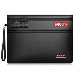 Noiposi 6400℉ Fireproof Money Bag with Lock,Dual-Zip Compartments Fireproof Document Bag for Documents and Cash,12 Layers Heat Insulated Fireproof Pouch with Zipper,Protects Important Papers,Valuables
