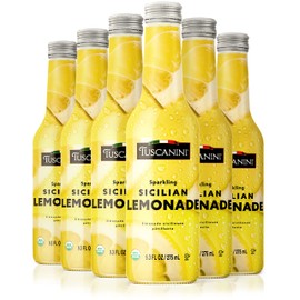 Tuscanini Organic Sparkling Lemonade, 9.3oz (6 Pack) | No Food Coloring or Artificial Flavors | Product of Italy | Premium Glass Bottle | Sparkling Party Drink