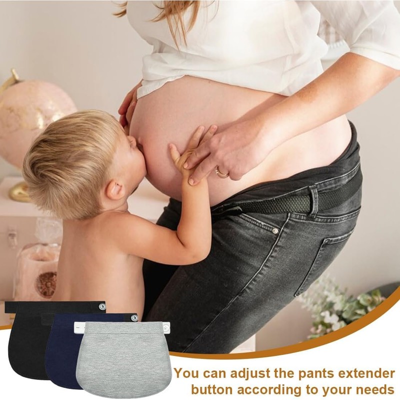 SGERUFZ 4 Stück Hosenverlängerung, Hosenverlängerung Schwangerschaft, Hosenknopfverlängerung, Umstandshosen Knopfverlängerung (schwarz,