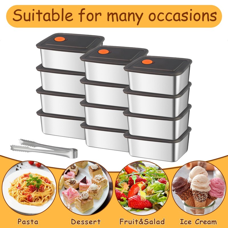 Waldeinsamkeit 12Pcs 316 Stainless Steel Food Storage Containers Airtight Lids