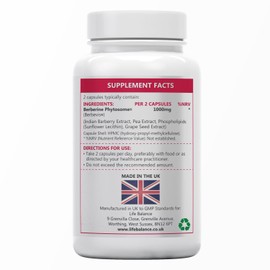 New: Berberine Phytosome® - 10X Higher Bioavailability - Clinically Studied Effectiveness for Metabolism & Blood Sugar Control - 60 Capsules - UK Made Supplement - GMP Standards - Zero Additives