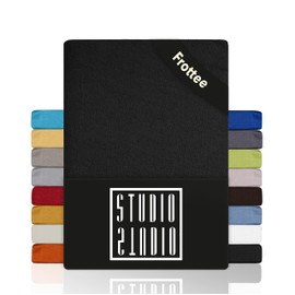 STUDIO Basic Terry Fitted Sheet 100 x 200 cm - Soft Terry Cloth Fitted Sheet Made of 80% Cotton & 20% Polyester - Anthracite - Oeko-Tex Certified, Non-Iron & Elastic - for Mattresses 15-25 cm