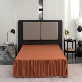 Terracotta Bed Skirt - Full Size, Ruffled with Split Corners, 18 Inch Drop