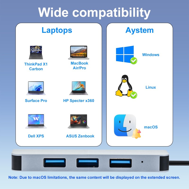 USB Hub, 4 USB, 5 Gbps, 4 in 1 USB