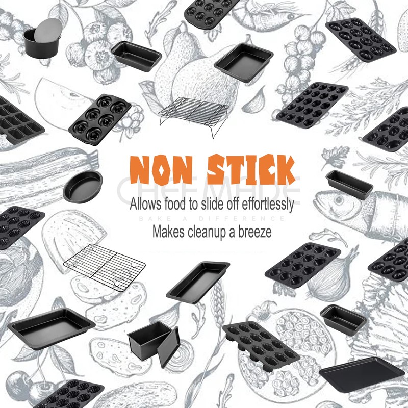 CHEFMADE Molde antiadherente para magdalenas, 12 cavidades en forma de