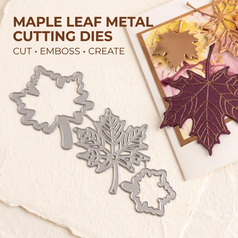 3Pcs/Set Maple Leaf Metal Cutting Dies,Maple Leaf Metal Template Molds