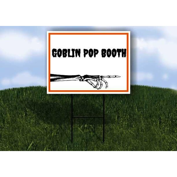 GOBLIN POP BOOTH Halloween Skeleton Right Arrow Single Sided 18x24