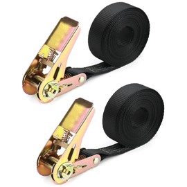 QWORK® 2 Piece Ratchet Tie Down Straps, Heavy Duty Tensioning Straps, 6M x 25mm, for Motorcycle, Car, Trailer, Home