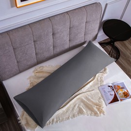 Set of 1 cushion cover, 100% cotton, 45 x 135 cm, 1 piece, super soft premium jersey pillowcase, cushion cover, dark grey