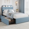 GarveeHome Twin Bed Frame with Storage Headboard, Kids Bed Frame