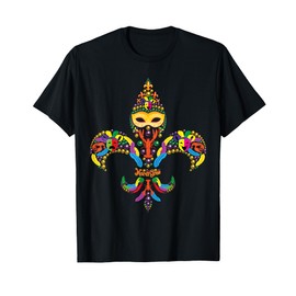 Fleur de Lis & Mardi Gras Mask New Orleans Souvenir T Shirt T-Shirt