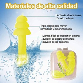 12 Pares De Tapones De Silicona Con Cuerda, Reutilizables Para Reducir Ruidos, Ideales Para Nadar, Suaves Y Impermeables, Para Dormir, Trabajo O Estud