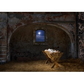 LB Rustic Manger Backdrop Nativity of Jesus Bethlehem Star Night Holy Photography Background Retro Old Farm Barn Stable Backdrop Rustic Country 9x6ft Vinyl Photography Prop Studio Photo Booth Props
