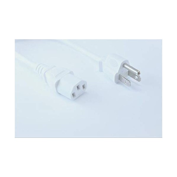 [UL Listed] OMNIHIL White 8 Feet Long AC Power Cord