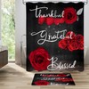 Litabel 4 Pcs Red Rose Shower Curtain Set with Non-Slip