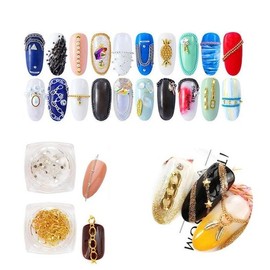 [NKJ_1_64] Parts Stone Point Combination Back Chain Nail Collection 2 36 Types (49418163) - 37-Stone Chain ab 2mm Gold/FREE / [NKJ_1_64]파츠 스톤 포인트 콤비 등 체인네일 모음2 36종 (49418163) - 37-스톤체인ab2mm골드／FREE