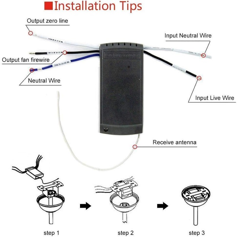 QIACHIP Wifi Ceiling Fan Lamp Remote Control Kit, Timing Quiet