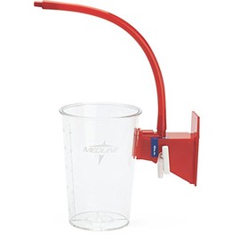 Medline Semi-Rigid Outer Canisters, 1000 cc with Red Bracket, Vacuum Tubing, Compatible with Suction Canister Carrier, Case of 8 Each