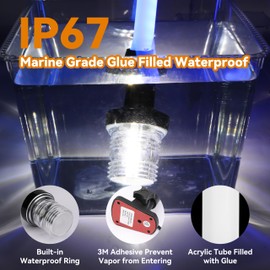 RVZONE 16inch Anchor Light RGBW Boat Stern Light IP67 Waterproof with Remote Control 180°Fold Down Marine Navigation Lights for Boats LED for Pontoon, Jon Boat, Bass Boat, Fishing Boats (16 inch)