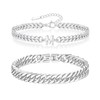 XSDSLS 2PCS Mens Silver Bracelets Stainless Steel Initial Letter Bracelet