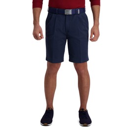 Haggar Men's Stretch Chino Pleat Front Walk Short, Navy, 34