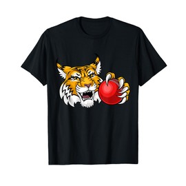 Wildcat Bobcat Lynx Cricket Ball Cartoon Character Men Women Kids T-Shirt