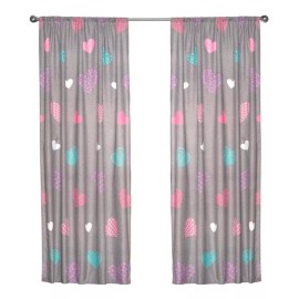 Elefantito Cortinas Amore 2 Paneles De 1.30 X 2.20 Corazones