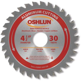 Oshlun SBNF-045130 4-1/2" 30 Tooth Tcg Saw Blade with 7/8" Arbor For Aluminum & Non Ferrous Metals