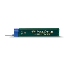 FABER-CASTELL Super Polymer Pencil Lead, Lead Diameter 0.7 mm, B, Blue, Ink Colour: Black (Pack of 12), 1 Box of 12