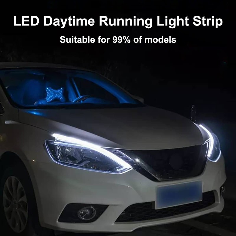 TEKSHINNY Car LED Strip Lights, 2Pcs 24 Inch Flexible LED