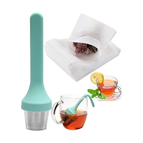 100 Pcs Biodegradable Tea Filter Bags with Tea Infuser,Disposable Tea