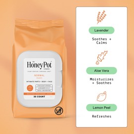 The Honey Pot Company - Feminine Wipes - Daily PH Balancing, Fragrance & Sulfate Free Wipes for Intimate Parts, Body, or Face - Hygiene Products - Normal 30 ct