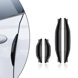 Slykew 4 PCS Car Door Edge Guard Protectors, 2 PCS 3.14In x 0.82In Anti-Collision Strips, 2 PCS 5.78In x 0.82In Door Edge Trim Strip, Universal Waterproof Soft Automotive Accessories (Black)