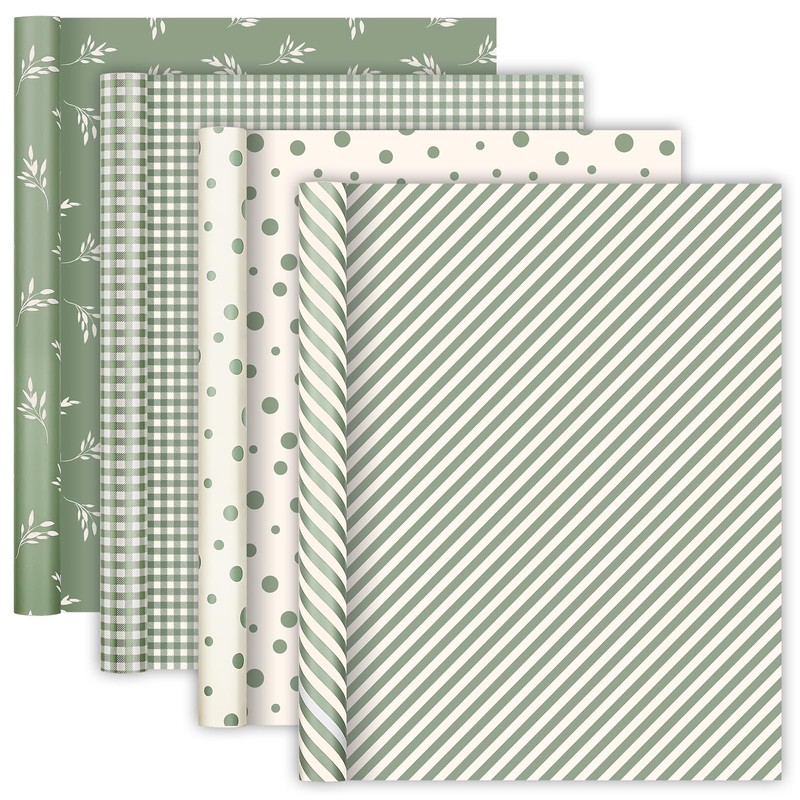 4 Rolls Sage Green Wrapping Paper- 17 x 120 in