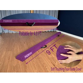 FC FUNCHEER 6FT/9FT Folding Floor Gymnastics Beam for Kids,Non Slip Rubber BaseGymnastics Beam for Training,Professional Home Training with Carrying Bag