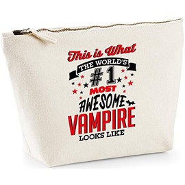 Hippowarehouse This is what the world's number 1 most awesome vampire looks like printed make up cosmetic wash bag 18x19x9cm