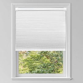 FIEKKRNR Cordless Blackout Cellular Shades, No Tools No Drill Honeycomb Blinds for Indoor Windows, Noise Reduction, Thermal Insulated, Easy to Install, 34" W x 48" H (White)