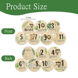 7 Pcs Wooden Baby Milestone Cards Hello World Baby Sign 10cm Round Double Sided 0-12 Months Growth Recording Photo Props for New Parents Newborn Infants Gifts