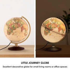 Waypoint Geographic Little Journey Globe, 10" Illuminated Antique Ocean-Style World Globe, Up-to-Date Globe, Durable Design, Reference Globe, Complements Any Home or Office Decor