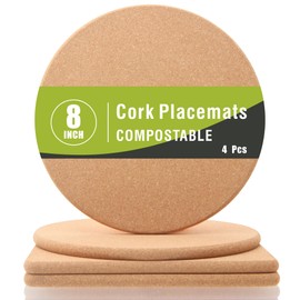 4Pcs Cork Plant Tripods | High Density Thick Cork Tripod | 8 Inch Hyperthermia Resistant Multi-Purpose Placemat | Fine Grain Heat Insulation 2 Round +2 Square Pads for Hot Pans & Hot Plates