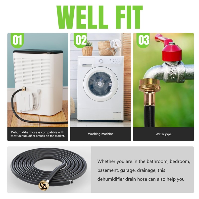 13FT Dehumidifier Drain Hose 3/4" FHT,Leakproof Dehumidifier Hose with Rustproof