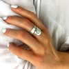 Sterling Silver White Shiva Shell Satin Adjustable Ring