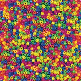 Creativity Street Pacon PACAC3553 Neon Pony Beads, 6mm x 9mm, Neon Assortment, Pack of 1000, 6 mm x 9 mm